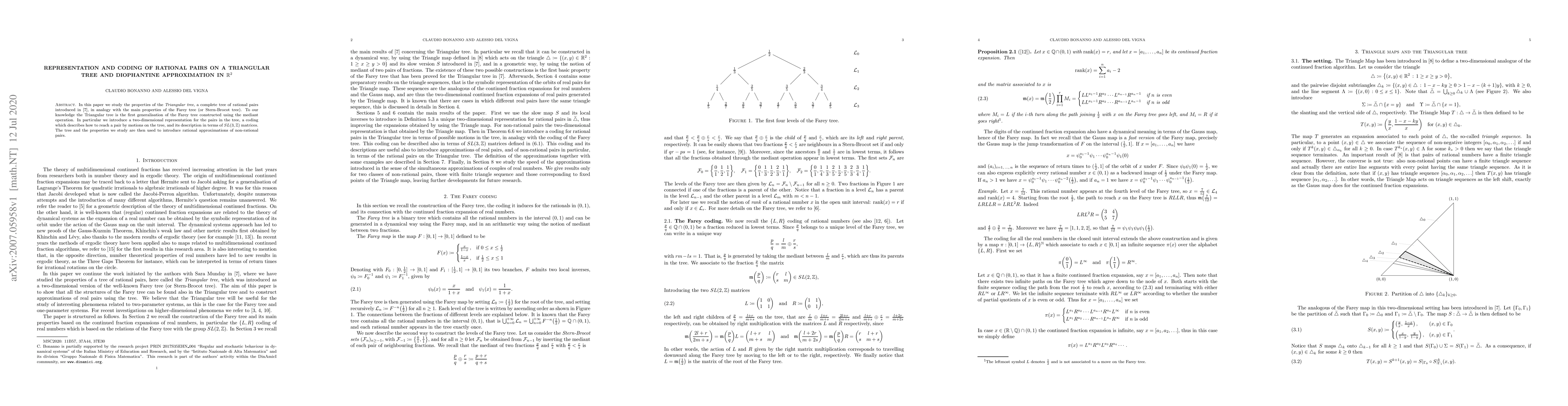 Thumbnail for Representation and coding of rational pairs on a Triangular tree and
  Diophantine approximation in $\mathbb{R}^2$
