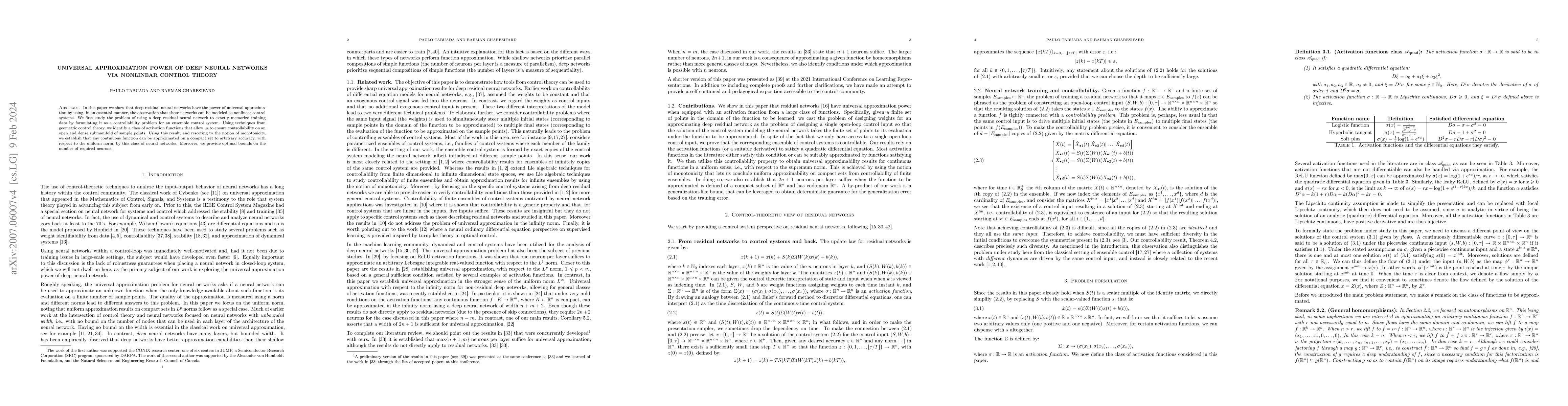 Thumbnail for Universal Approximation Power of Deep Residual Neural Networks via
  Nonlinear Control Theory