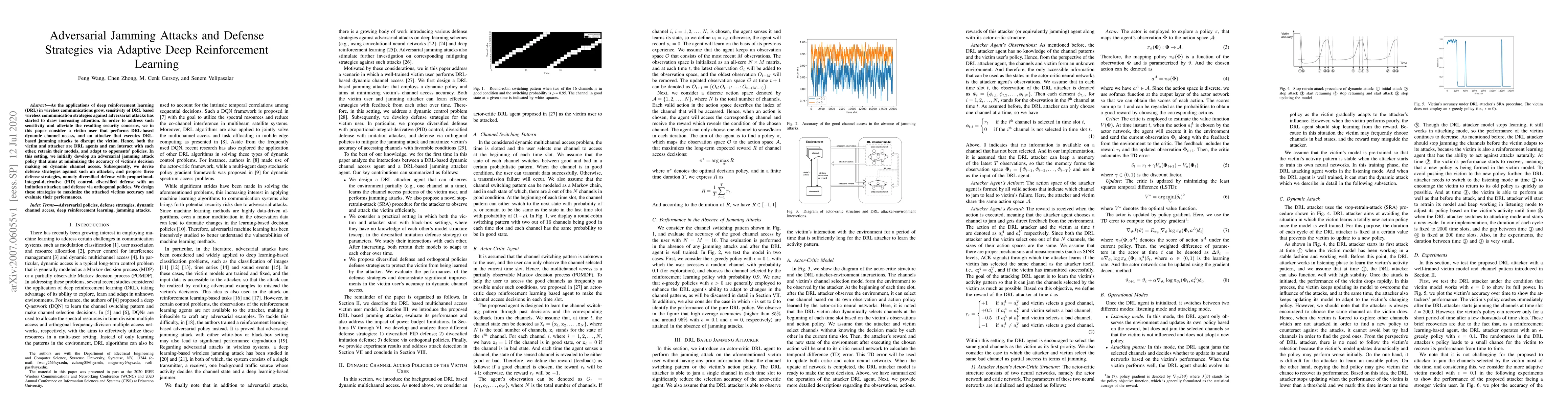 Thumbnail for Adversarial jamming attacks and defense strategies via adaptive deep
  reinforcement learning