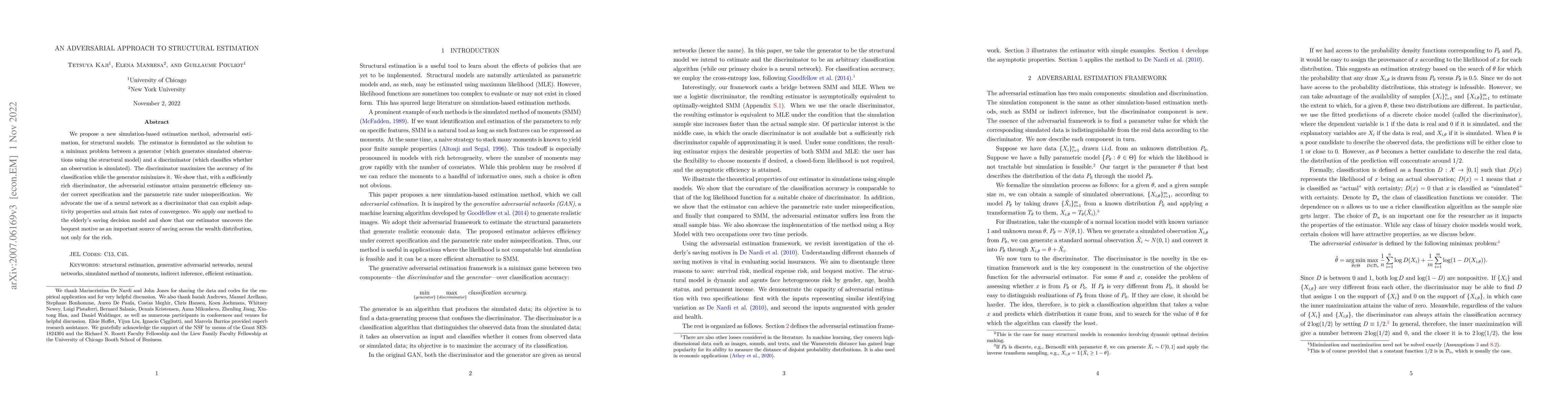 Thumbnail for An Adversarial Approach to Structural Estimation
