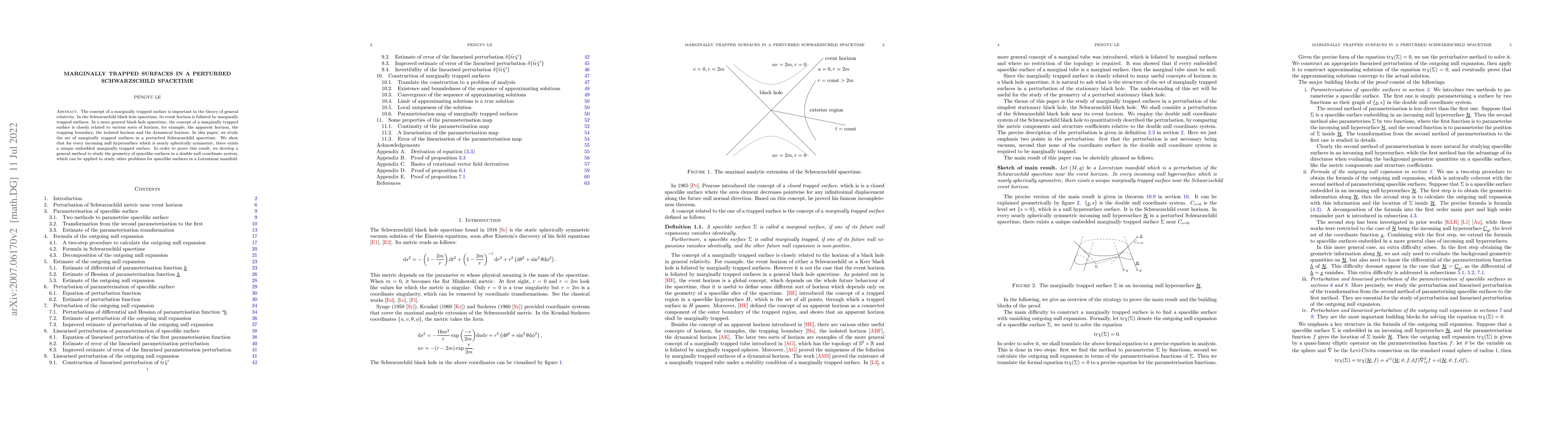 Thumbnail for Marginally trapped surfaces in a perturbed Schwarzschild spacetime