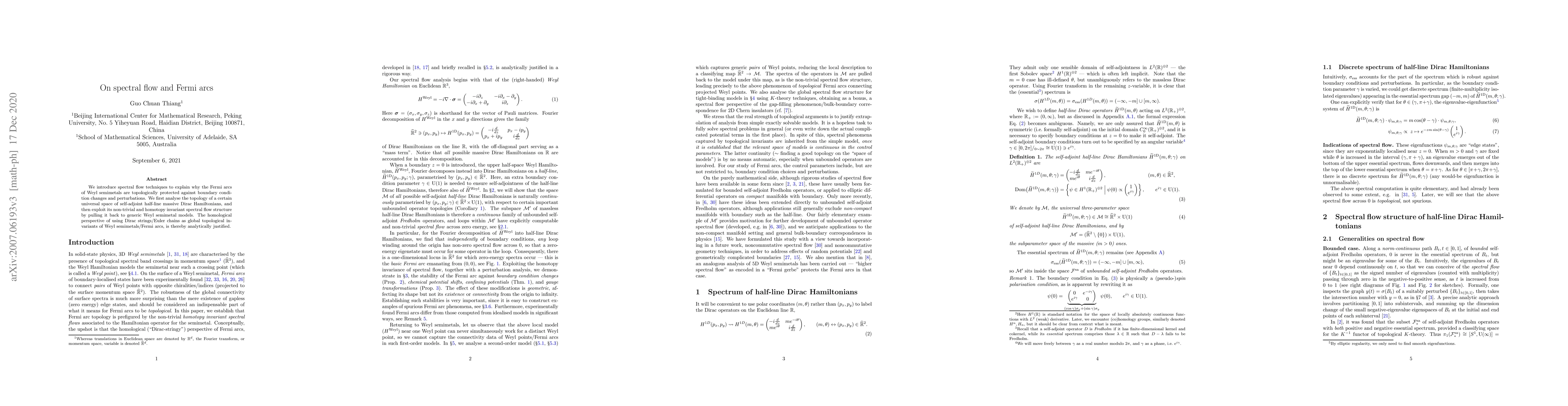 Thumbnail for On spectral flow and Fermi arcs