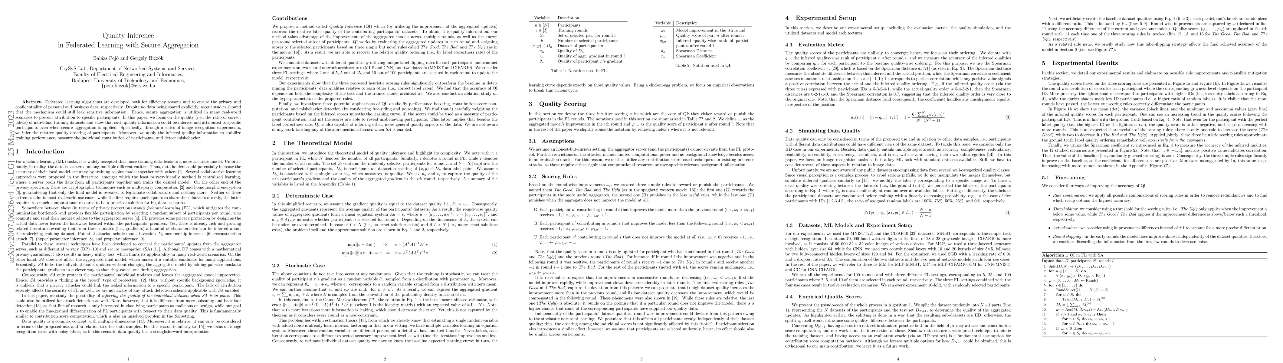Thumbnail for Quality Inference in Federated Learning with Secure Aggregation