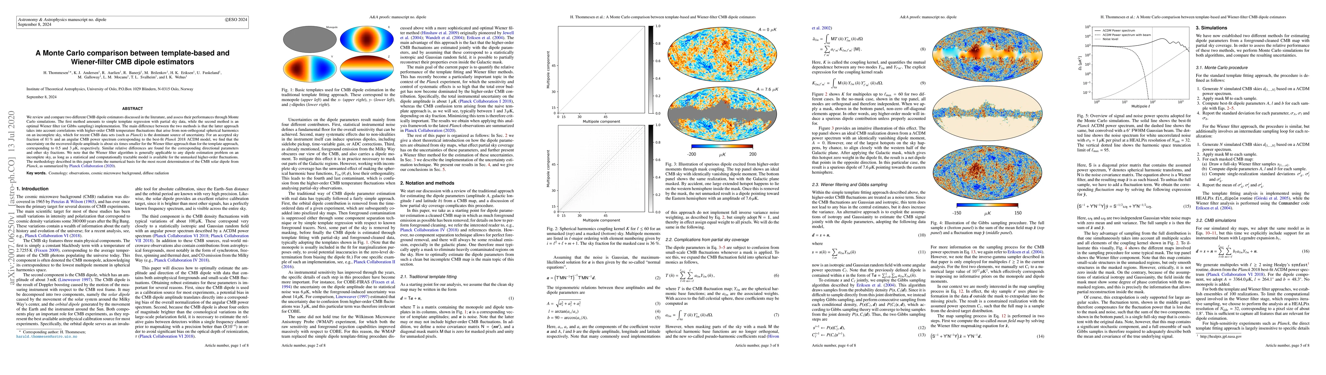 Thumbnail for A Monte Carlo comparison between template-based and Wiener-filter CMB
  dipole estimators