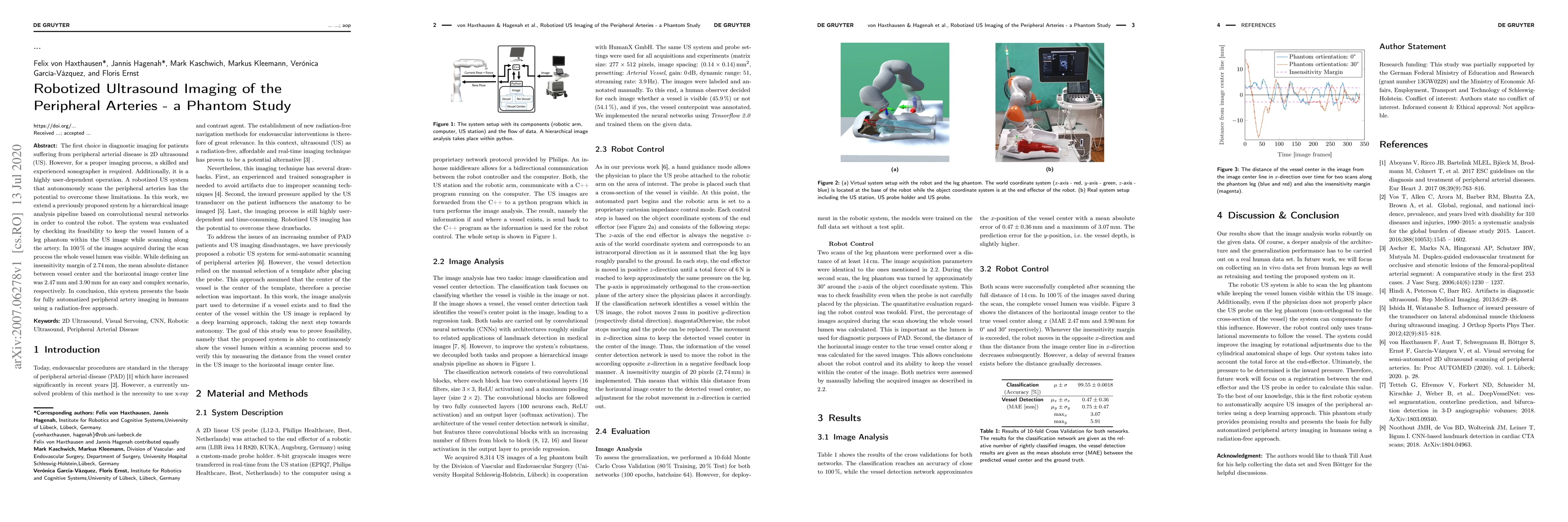 Thumbnail for Robotized Ultrasound Imaging of the Peripheral Arteries -- a Phantom
  Study