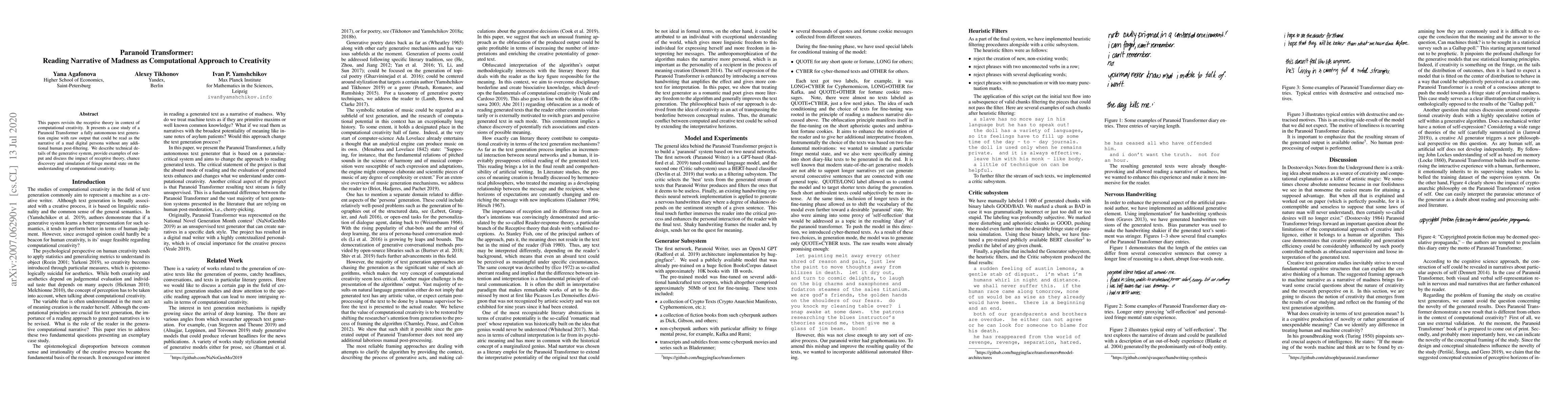 Thumbnail for Paranoid Transformer: Reading Narrative of Madness as Computational
  Approach to Creativity