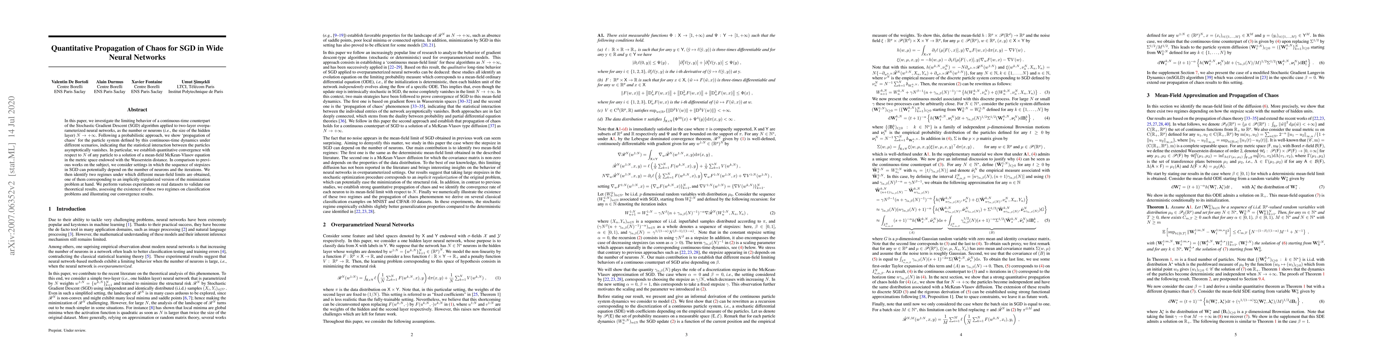 Thumbnail for Quantitative Propagation of Chaos for SGD in Wide Neural Networks