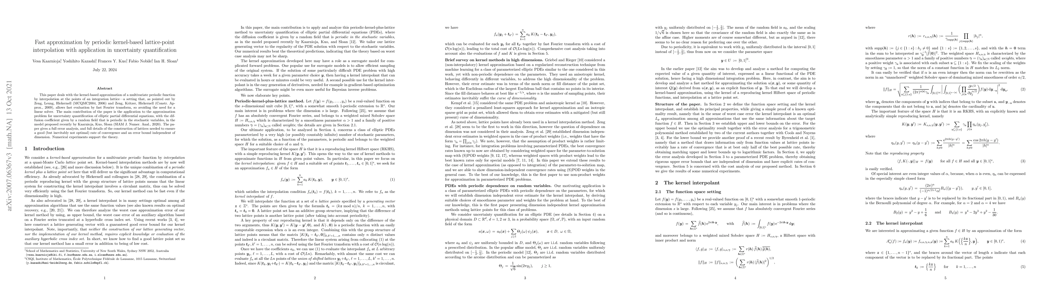Thumbnail for Fast approximation by periodic kernel-based lattice-point interpolation
  with application in uncertainty quantification
