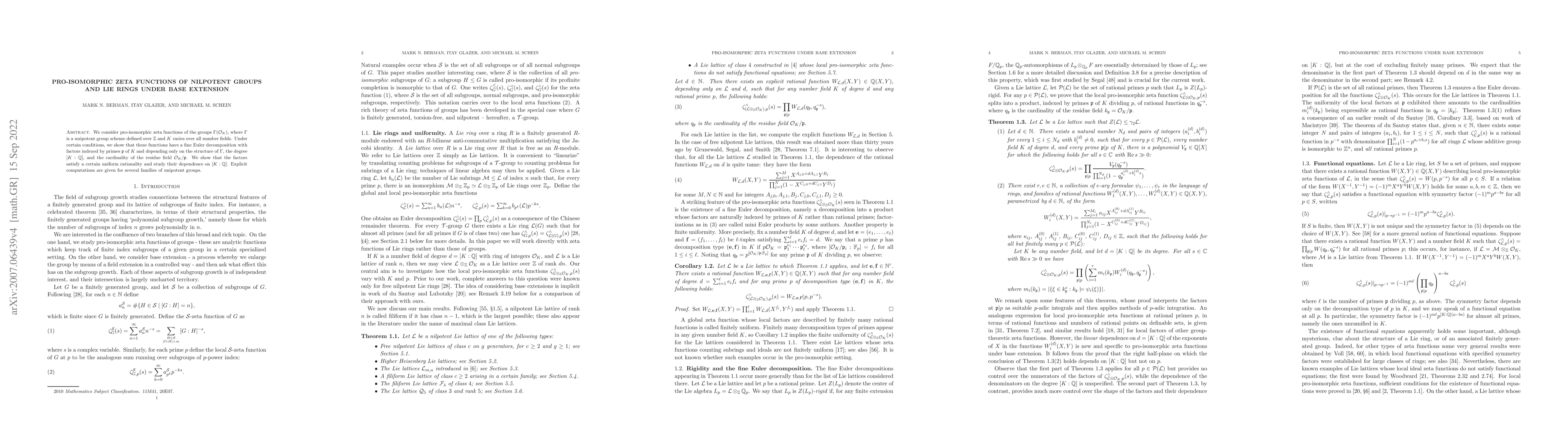 Thumbnail for Pro-isomorphic zeta functions of nilpotent groups and Lie rings under
  base extension