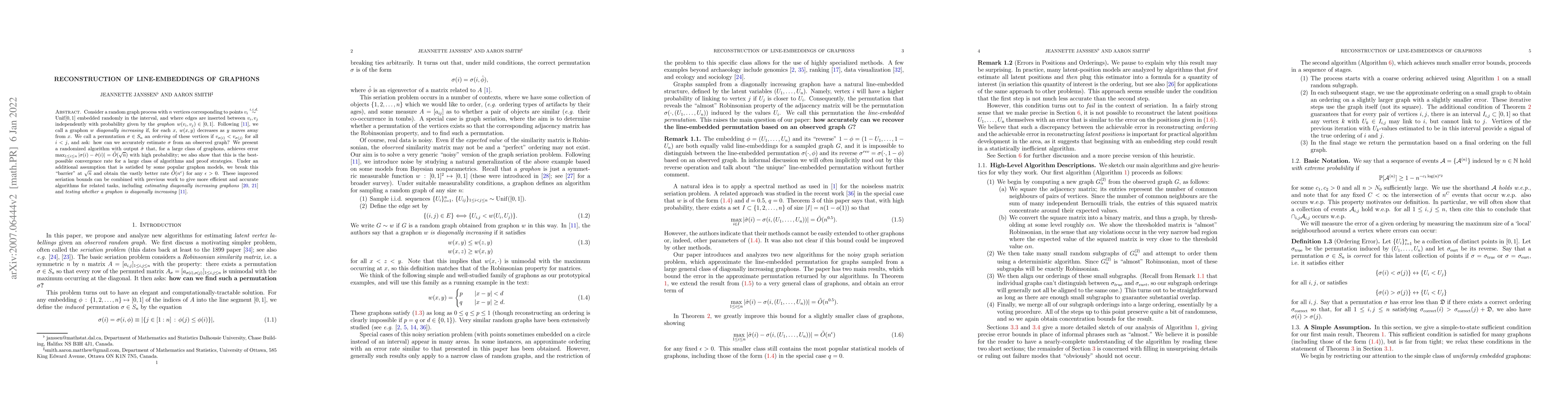 Thumbnail for Reconstruction of Line-Embeddings of Graphons