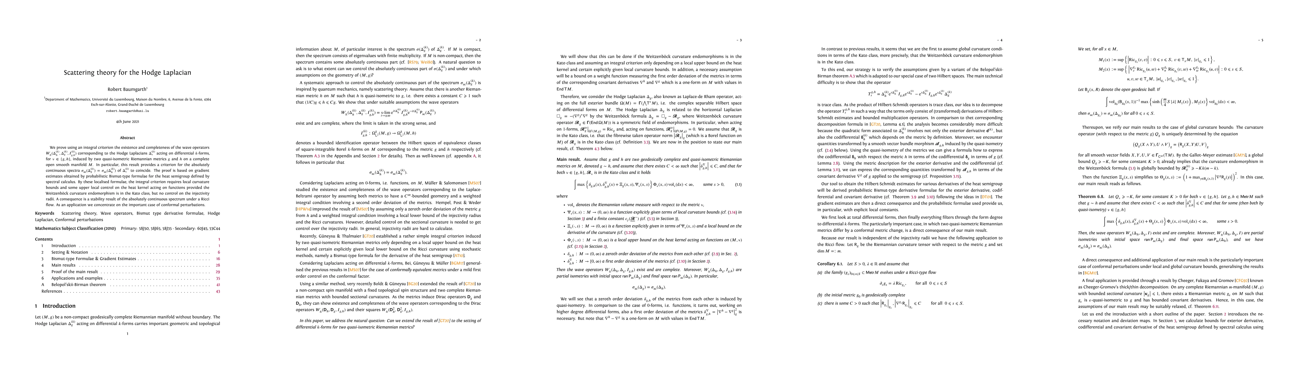 Thumbnail for Scattering theory for the Hodge Laplacian
