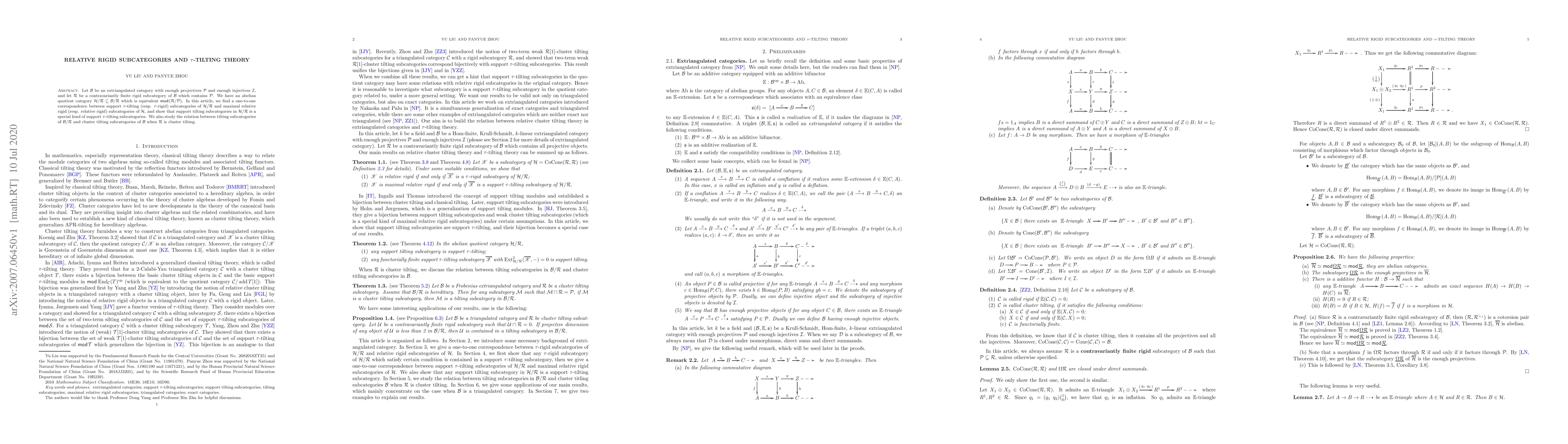 Thumbnail for Relative rigid subcategories and $\tau$-tilting theory