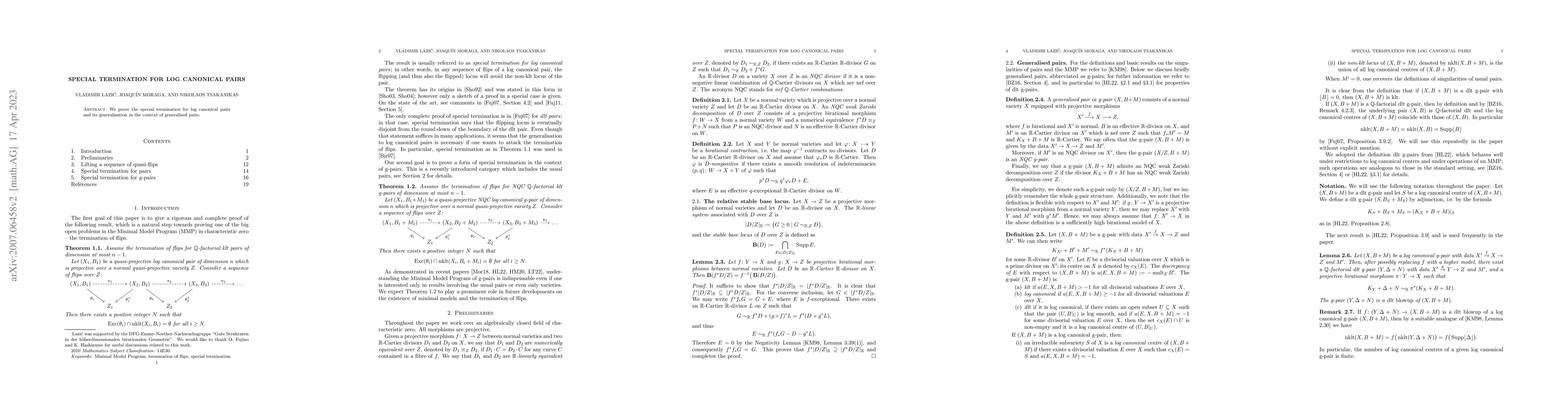 Thumbnail for Special termination for log canonical pairs