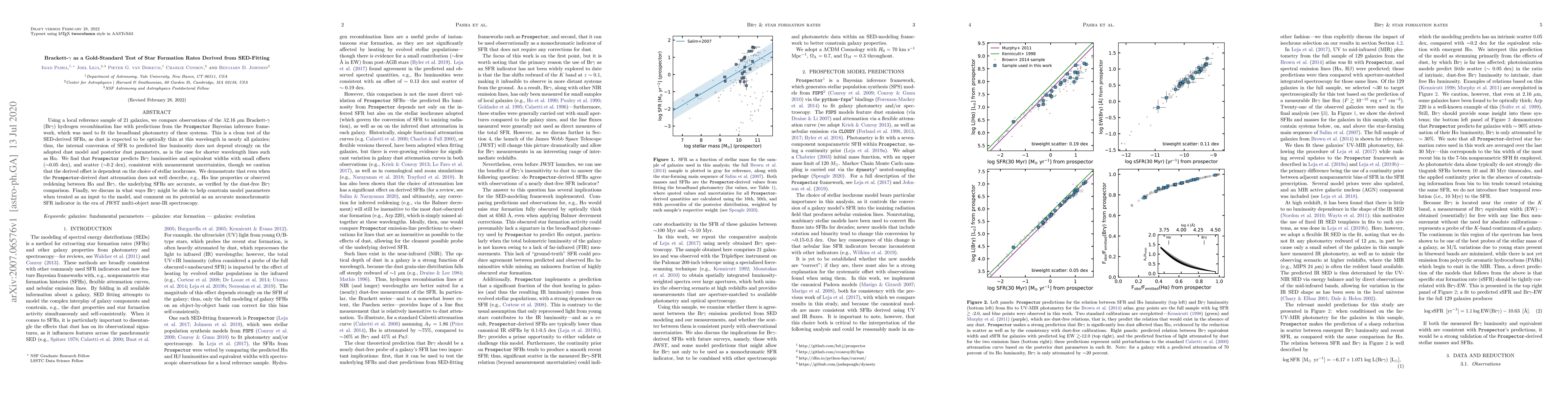 Thumbnail for Brackett-$\gamma$ as a Gold-standard Test of Star Formation Rates
  Derived from SED Fitting