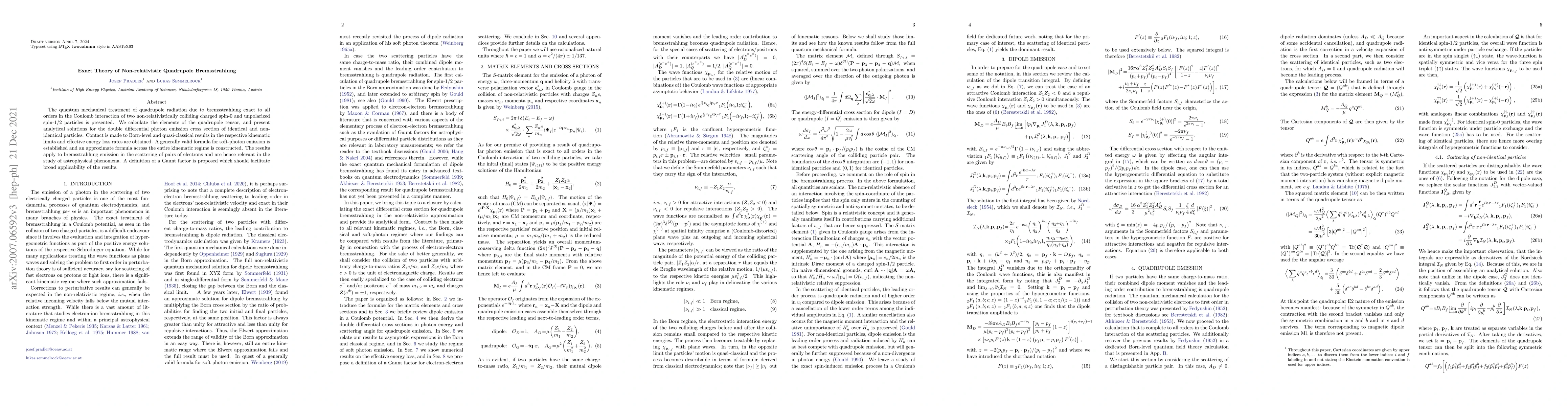 Thumbnail for Exact Theory of Non-relativistic Quadrupole Bremsstrahlung