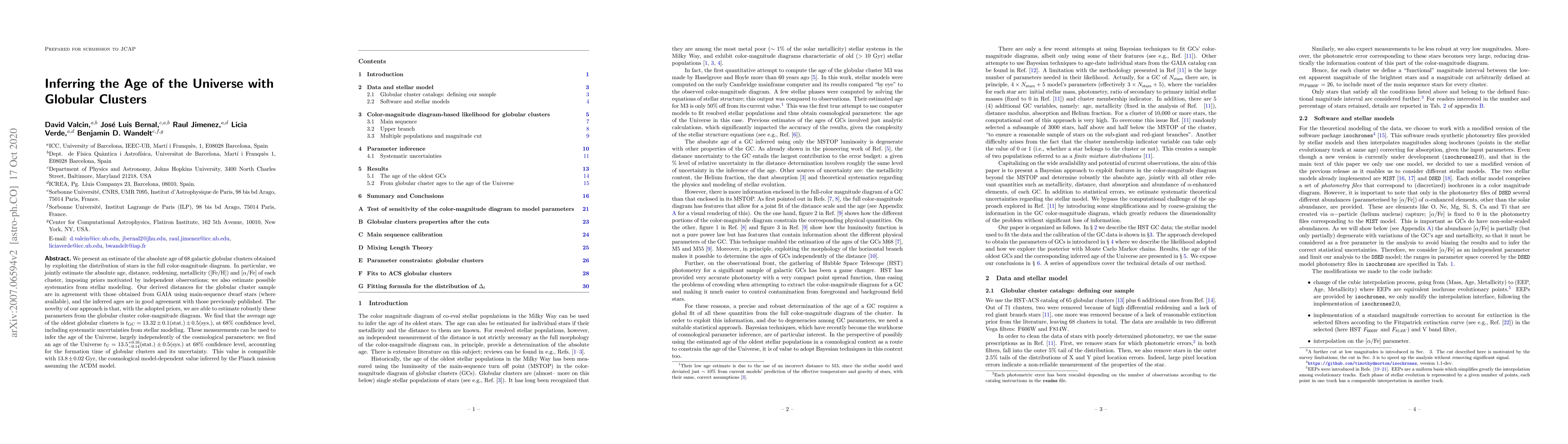 Thumbnail for Inferring the Age of the Universe with Globular Clusters