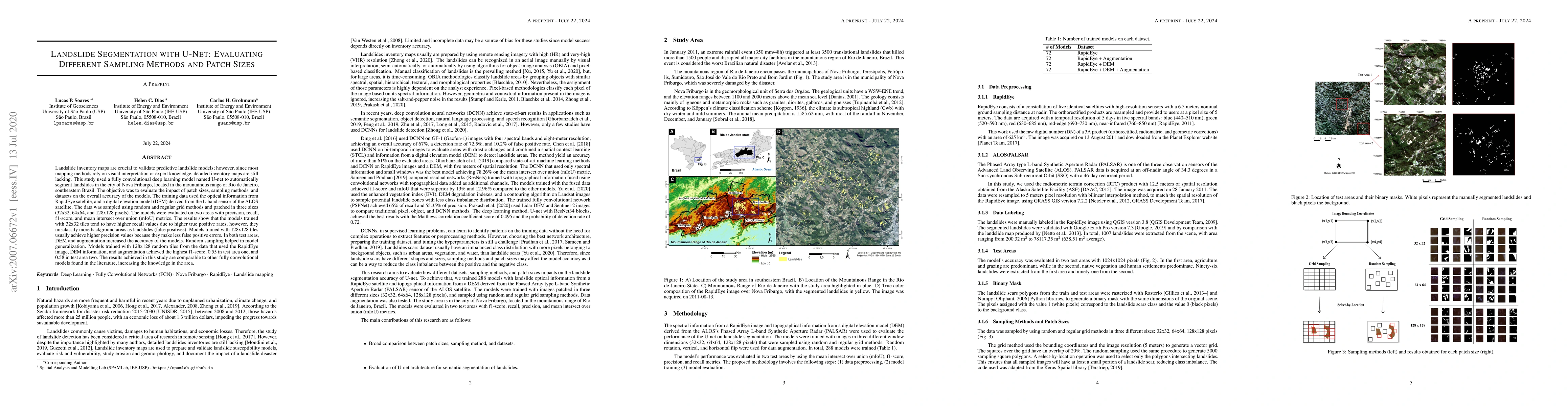 Thumbnail for Landslide Segmentation with U-Net: Evaluating Different Sampling Methods
  and Patch Sizes