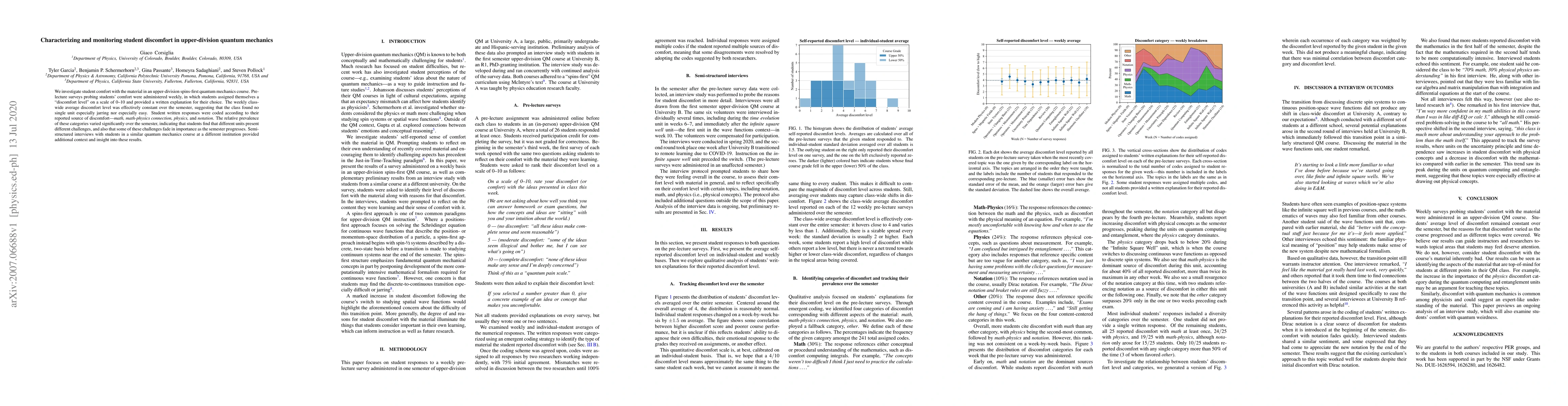 Thumbnail for Characterizing and monitoring student discomfort in upper-division
  quantum mechanics