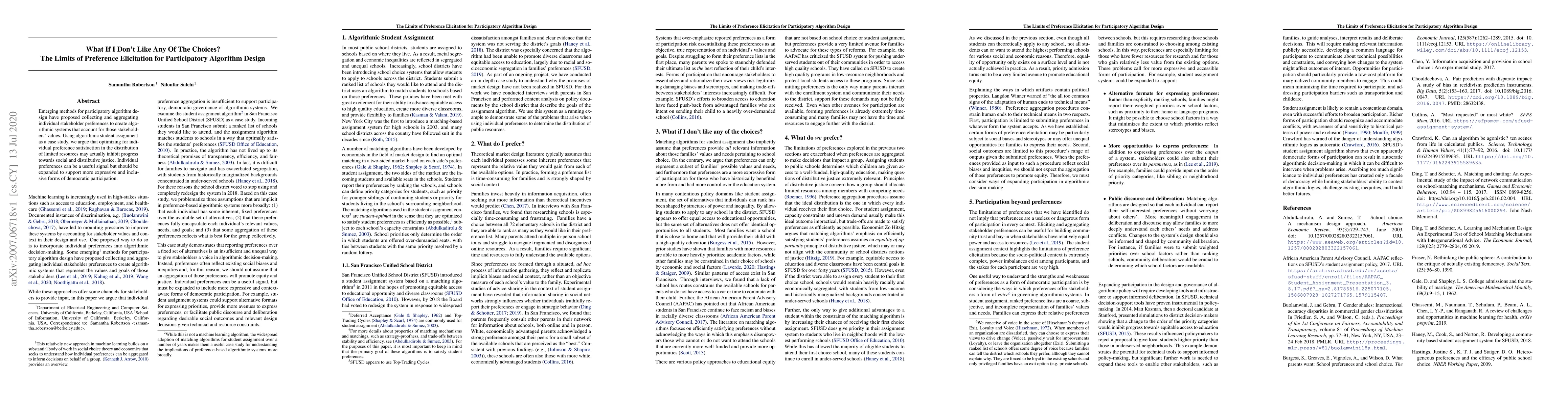 Thumbnail for What If I Don't Like Any Of The Choices? The Limits of Preference
  Elicitation for Participatory Algorithm Design