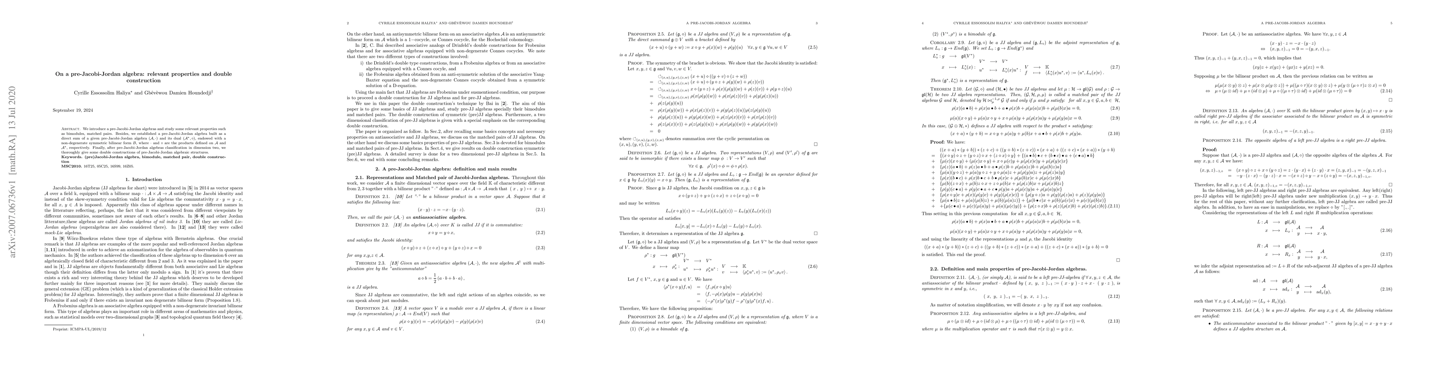 Thumbnail for On a pre-Jacobi-Jordan algebra: relevant properties and double
  construction