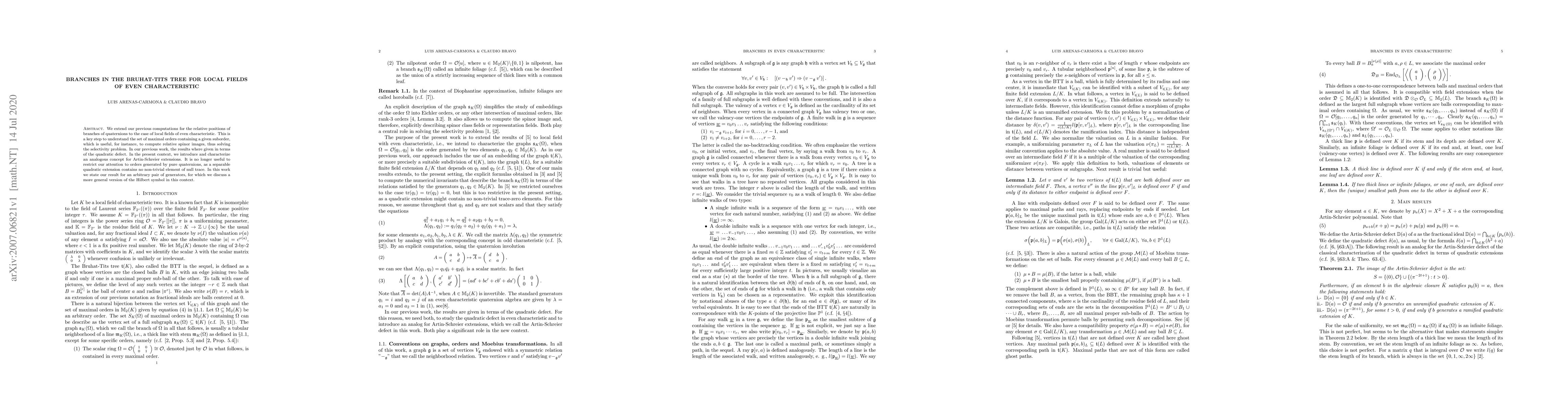 Thumbnail for Branches in the Bruhat-Tits tree for local fields of even characteristic