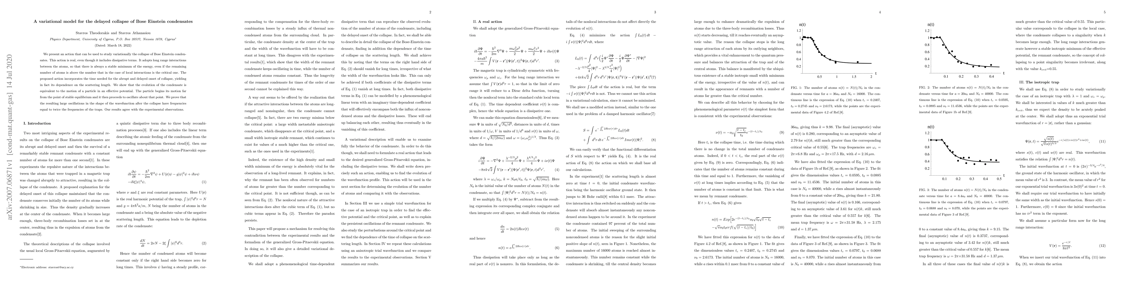 Thumbnail for A variational model for the delayed collapse of Bose Einstein
  condensates