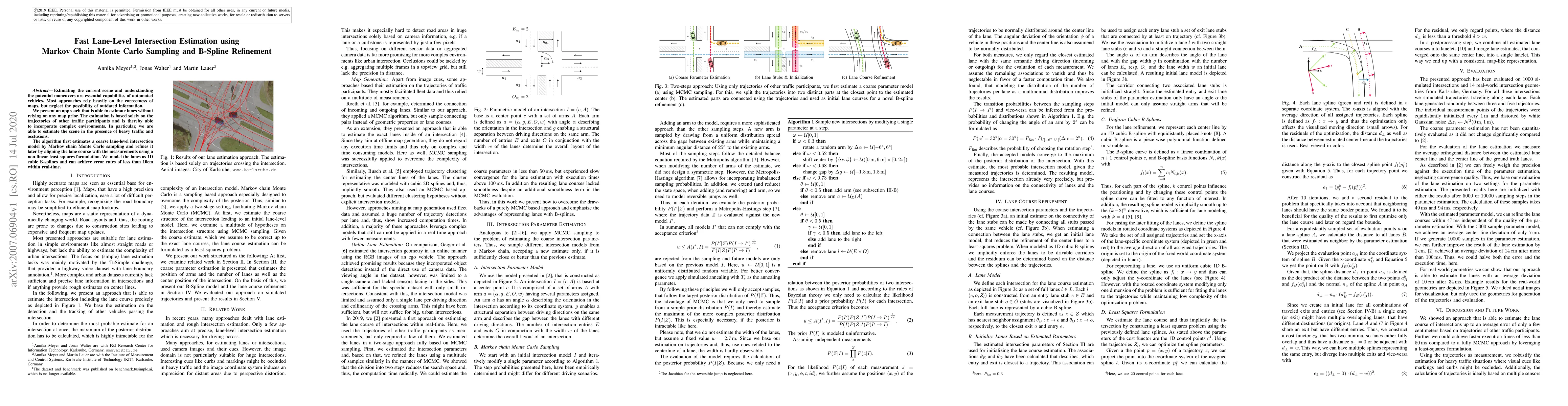 Thumbnail for Fast Lane-Level Intersection Estimation using Markov Chain Monte Carlo
  Sampling and B-Spline Refinement