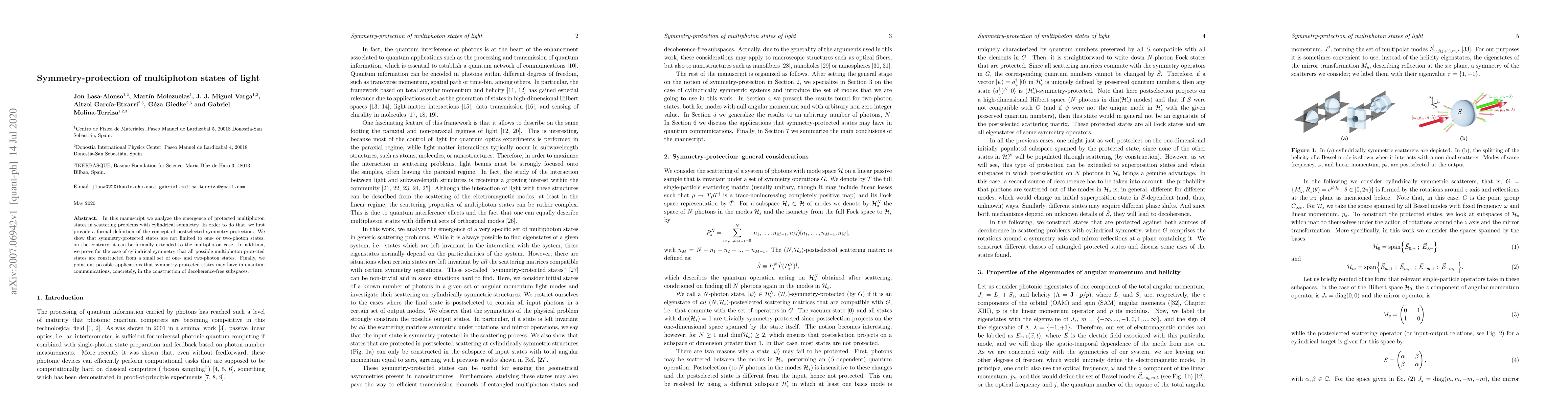 Thumbnail for Symmetry-protection of multiphoton states of light