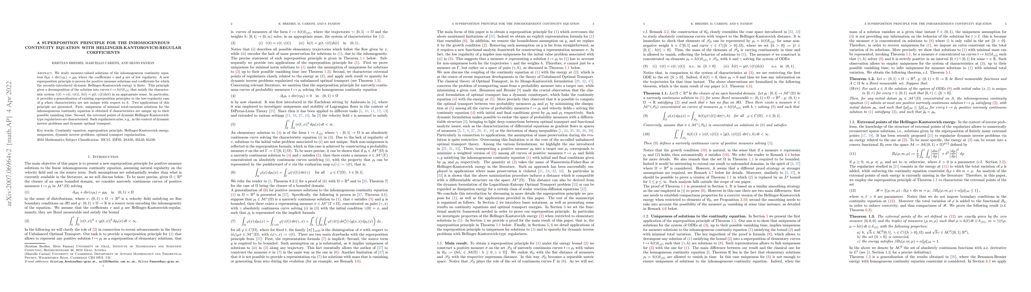 Thumbnail for A superposition principle for the inhomogeneous continuity equation with
  Hellinger-Kantorovich-regular coefficients