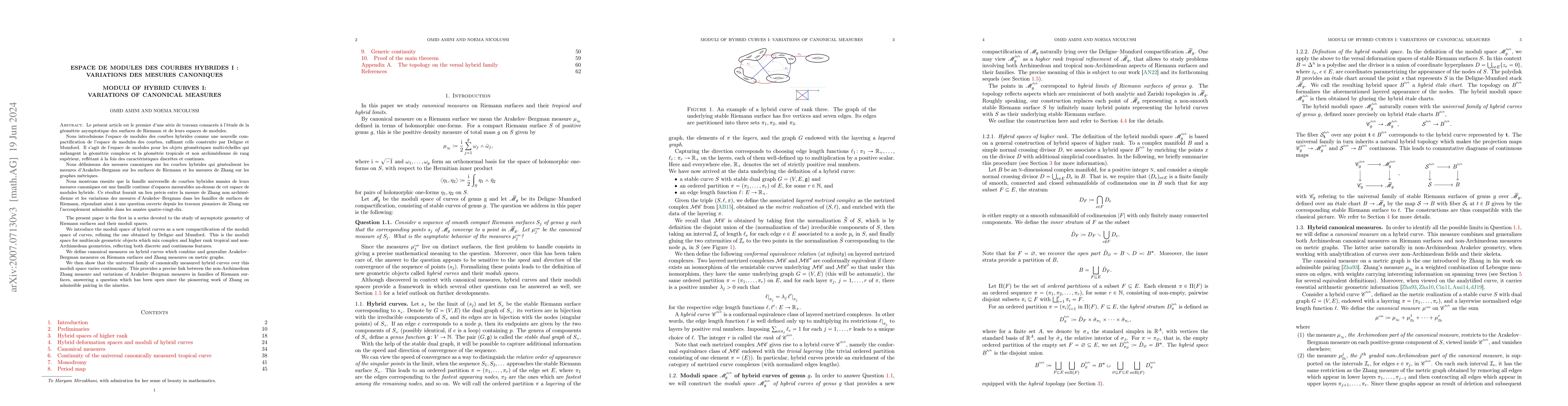Thumbnail for Moduli of hybrid curves I: Variations of canonical measures