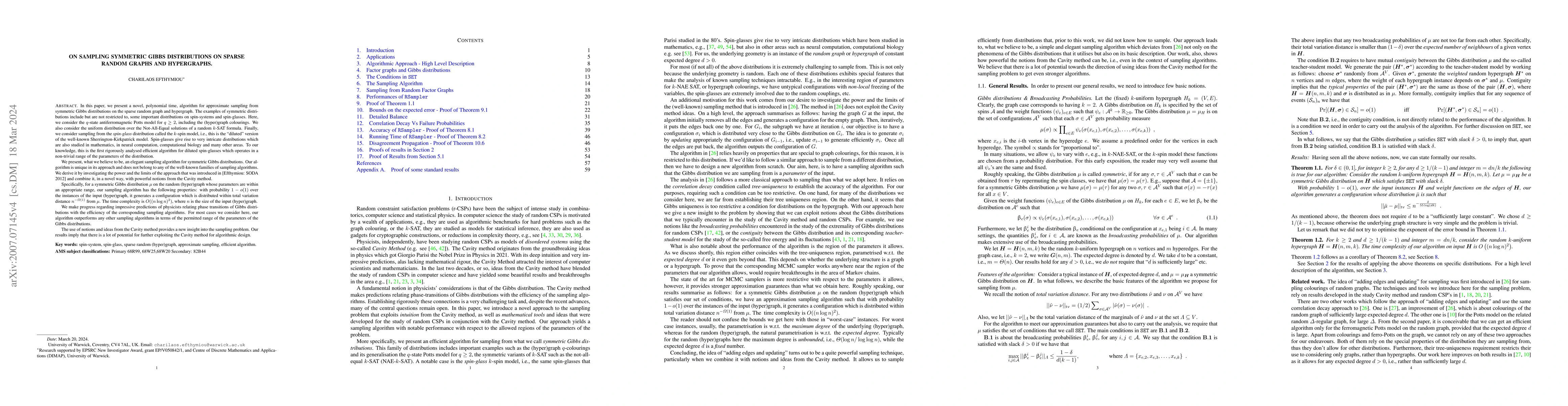 Thumbnail for On sampling symmetric Gibbs distributions on sparse random graphs and
  hypergraphs