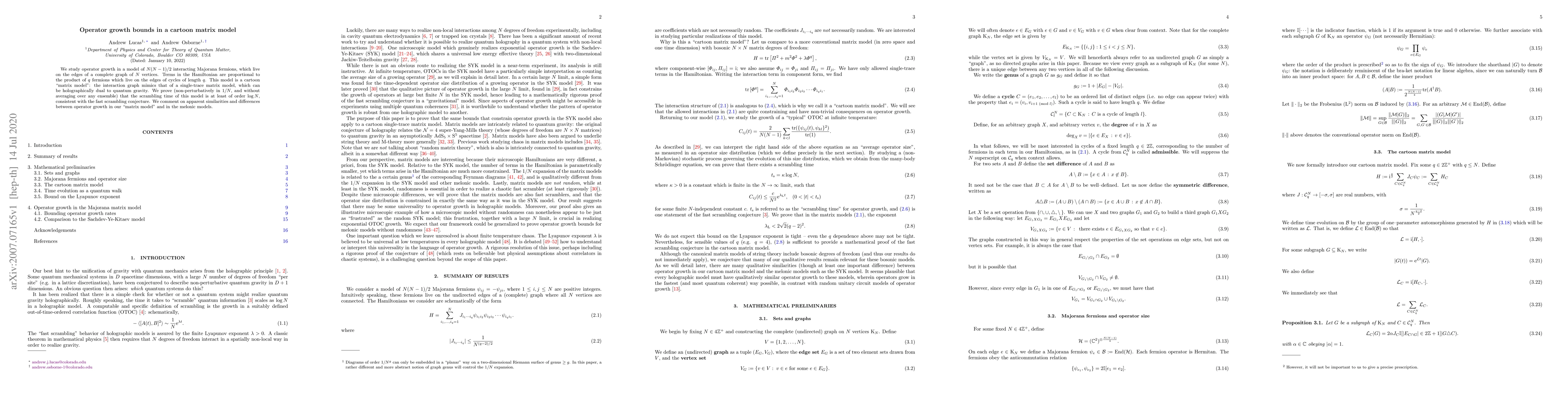 Thumbnail for Operator growth bounds in a cartoon matrix model
