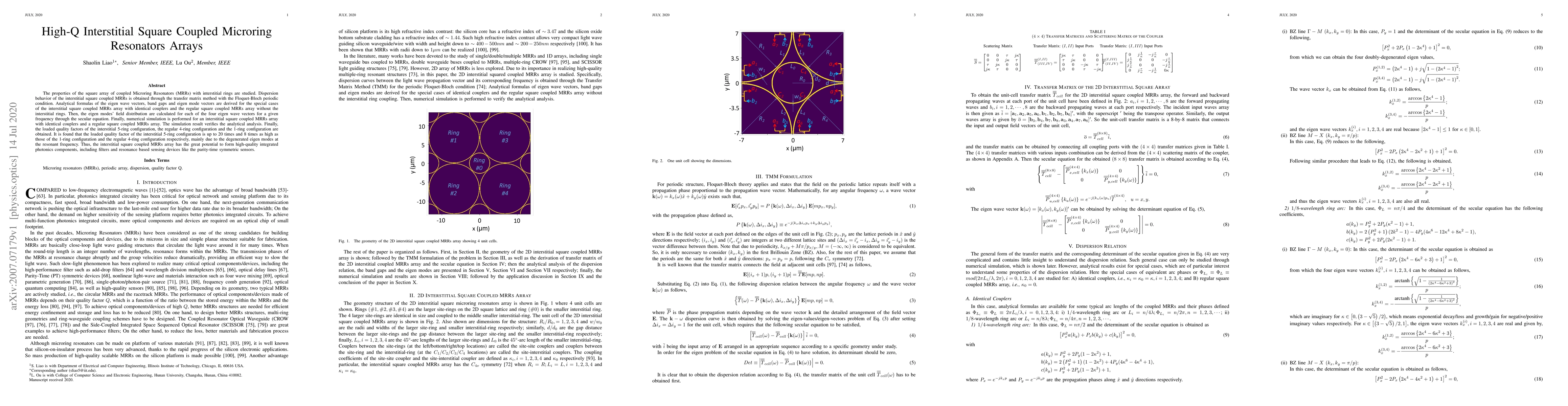 Thumbnail for High-Q Interstitial Square Coupled Microring Resonators Arrays