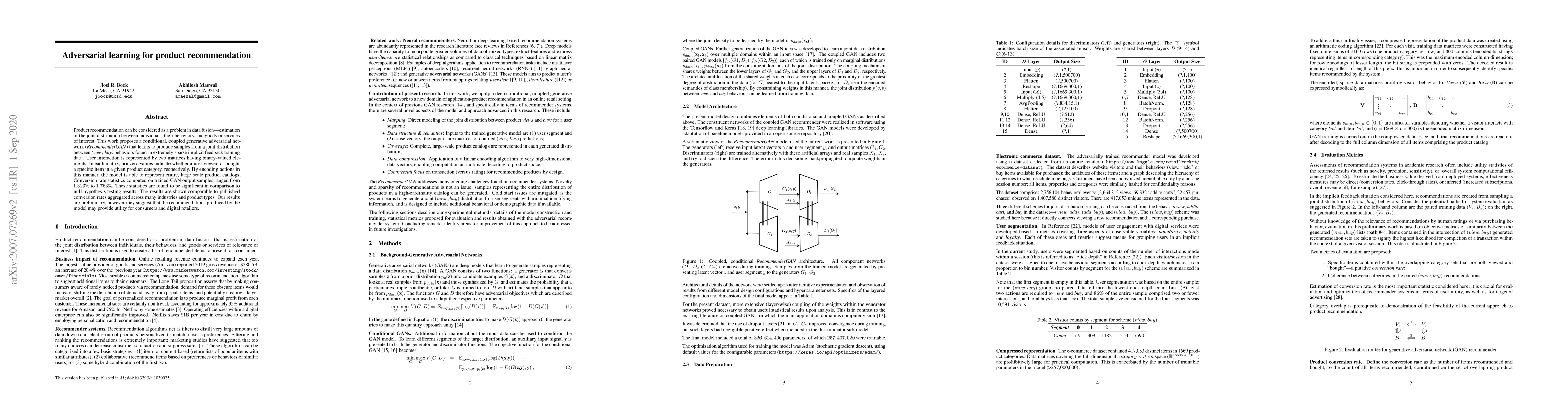 Thumbnail for Adversarial learning for product recommendation