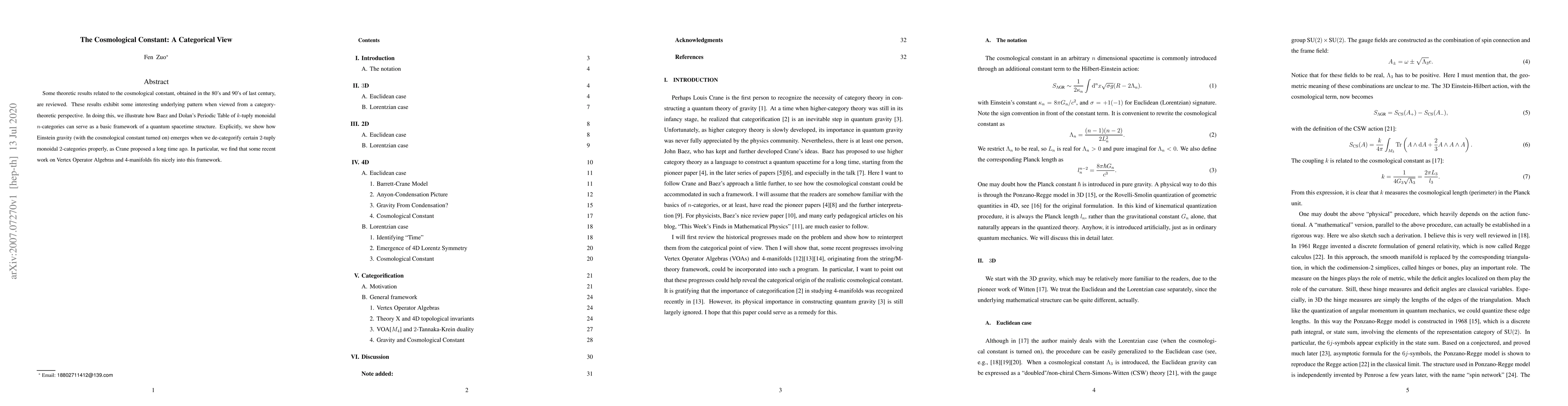 Thumbnail for The Cosmological Constant: A Categorical View