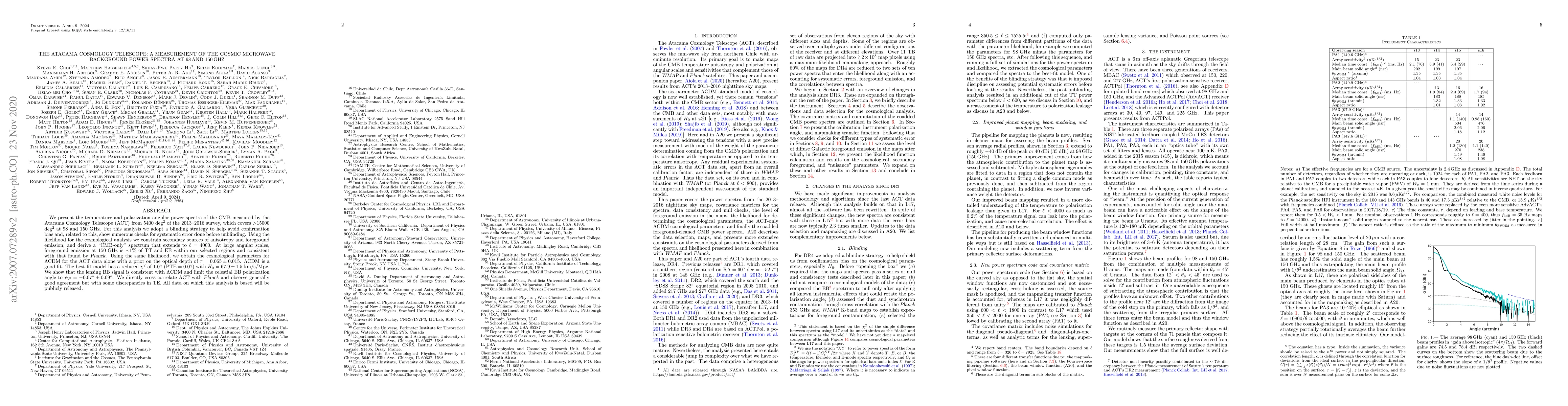 Thumbnail for The Atacama Cosmology Telescope: A Measurement of the Cosmic Microwave
  Background Power Spectra at 98 and 150 GHz