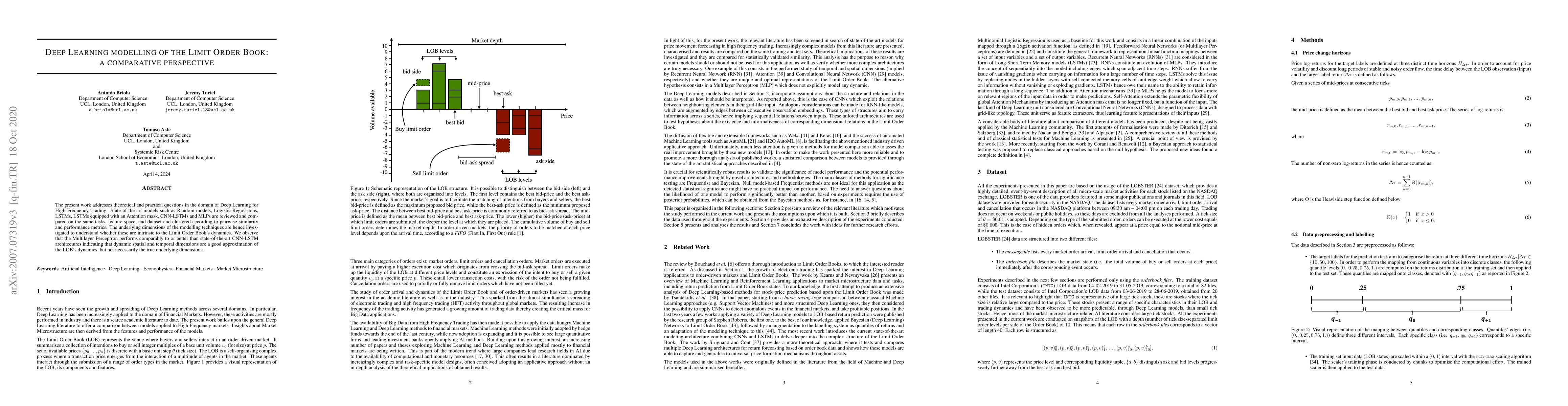 Thumbnail for Deep Learning modeling of Limit Order Book: a comparative perspective