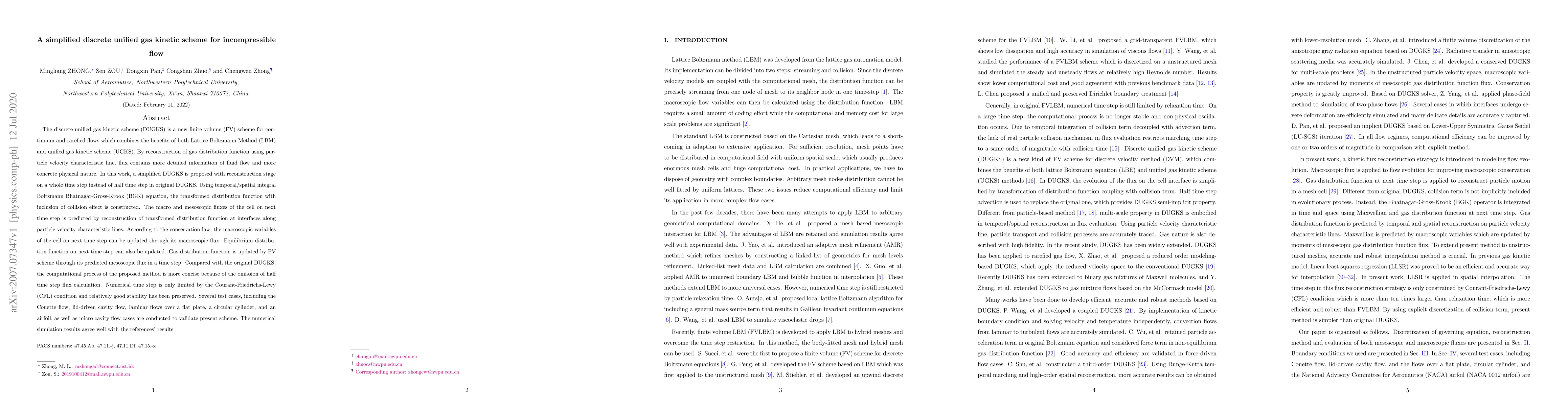 Thumbnail for A simplified discrete unified gas kinetic scheme for incompressible flow