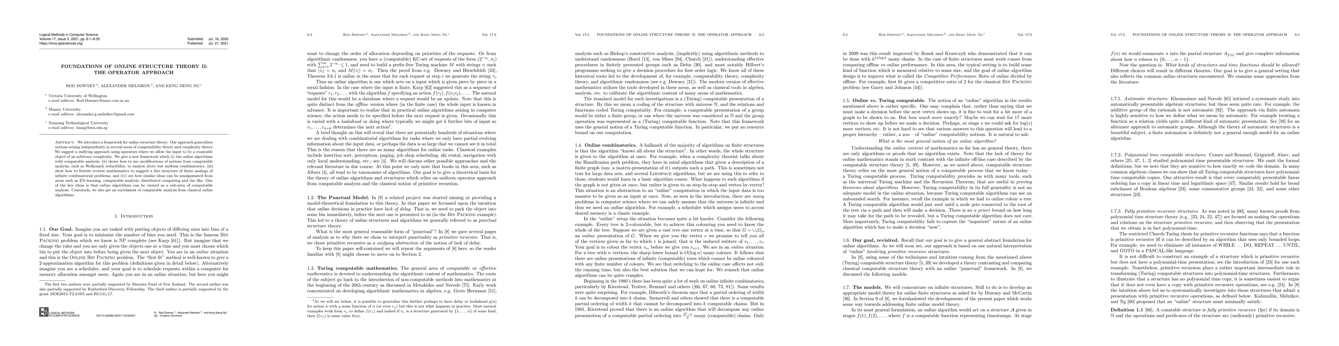 Thumbnail for Foundations of Online Structure Theory II: The Operator Approach