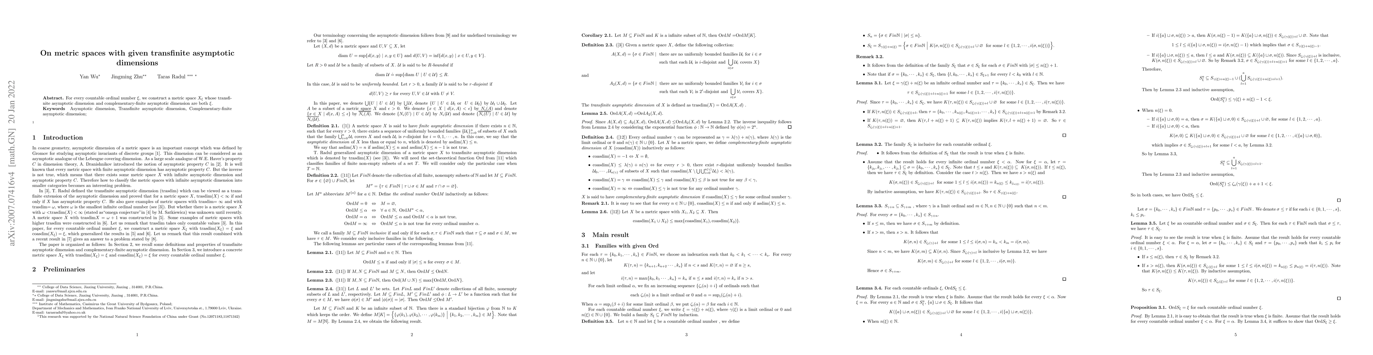 Thumbnail for On metric spaces with given transfinite asymptotic dimensions