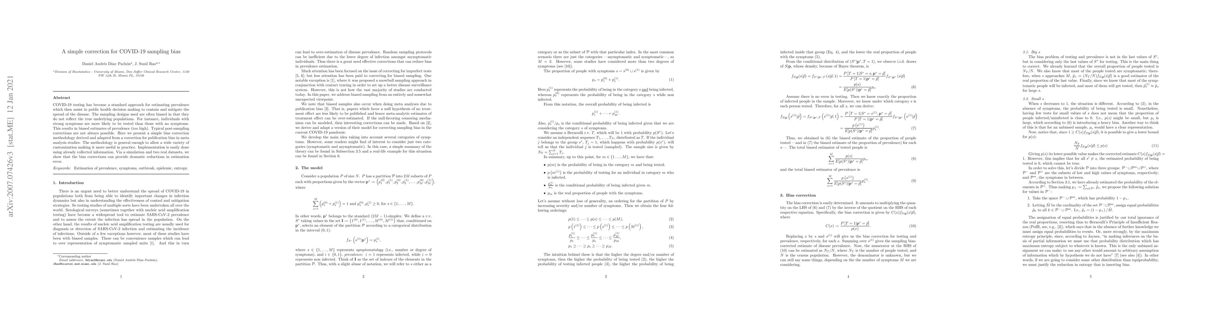 Thumbnail for A simple correction for COVID-19 sampling bias