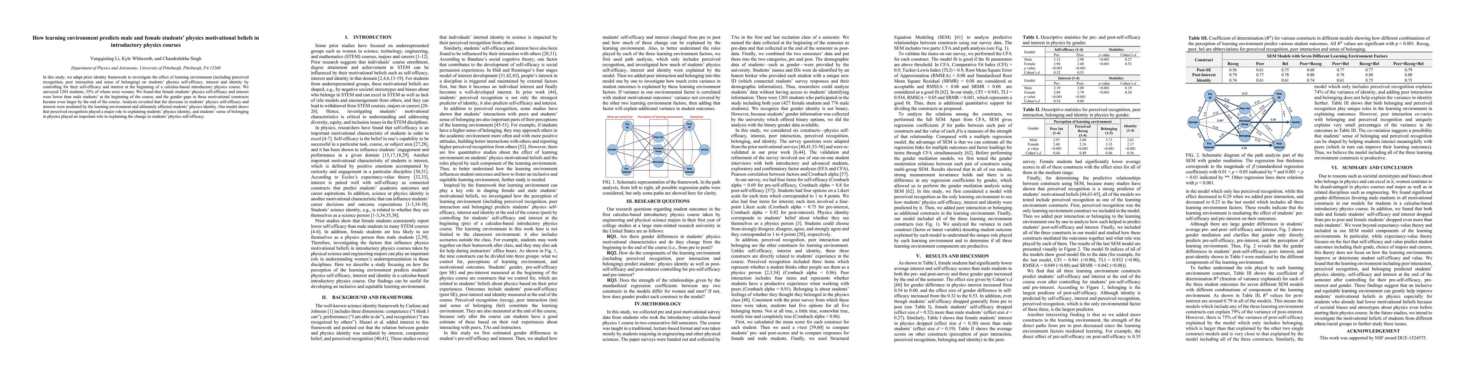 Thumbnail for How learning environment predicts male and female students' physics
  motivational beliefs in introductory physics courses