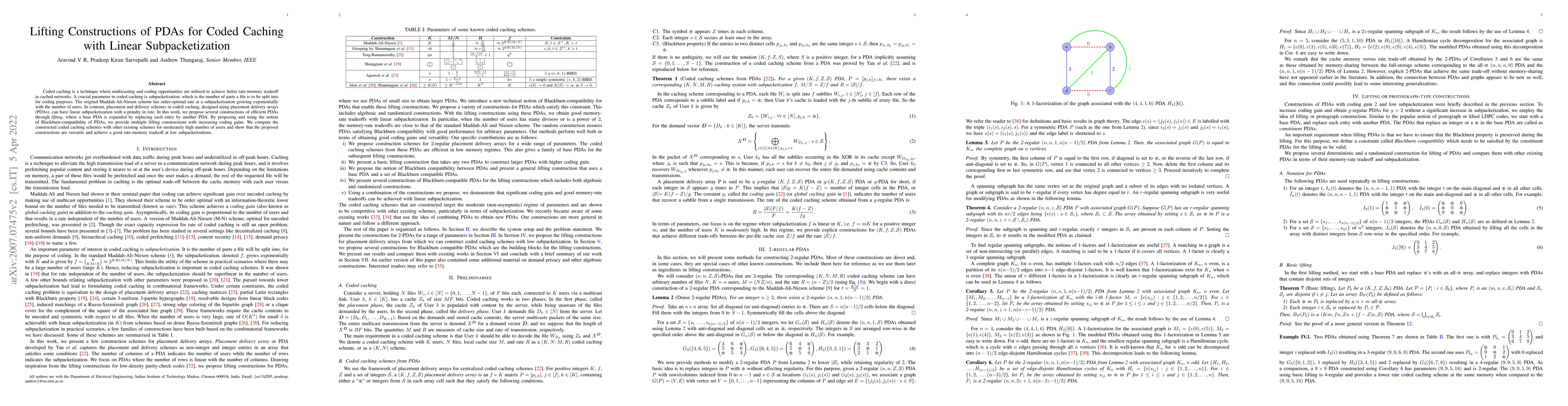 Thumbnail for Lifting Constructions of PDAs for Coded Caching with Linear
  Subpacketization