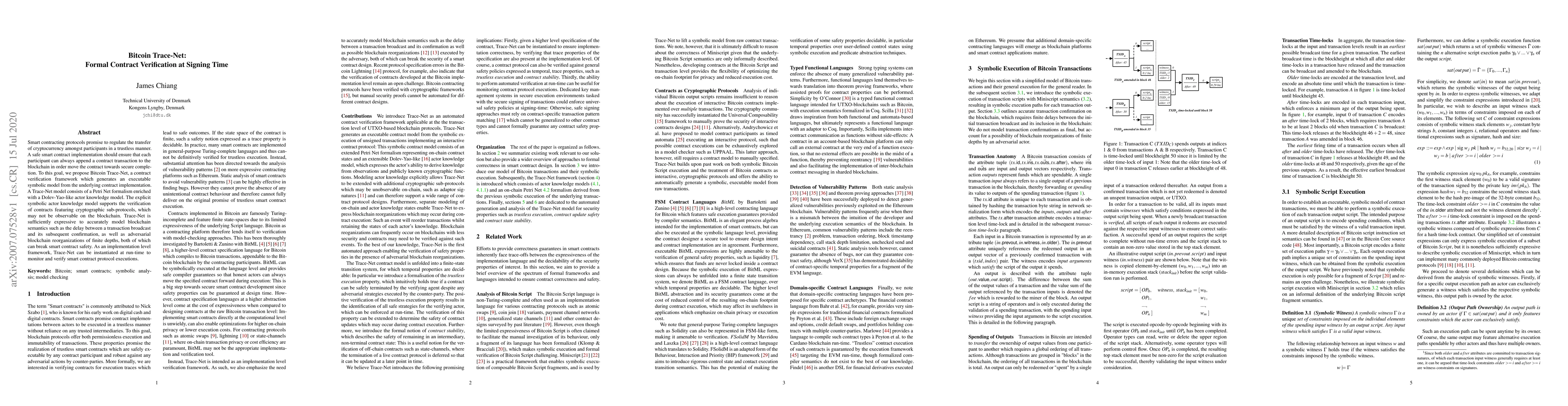 Thumbnail for Bitcoin Trace-Net: Formal Contract Verification at Signing Time