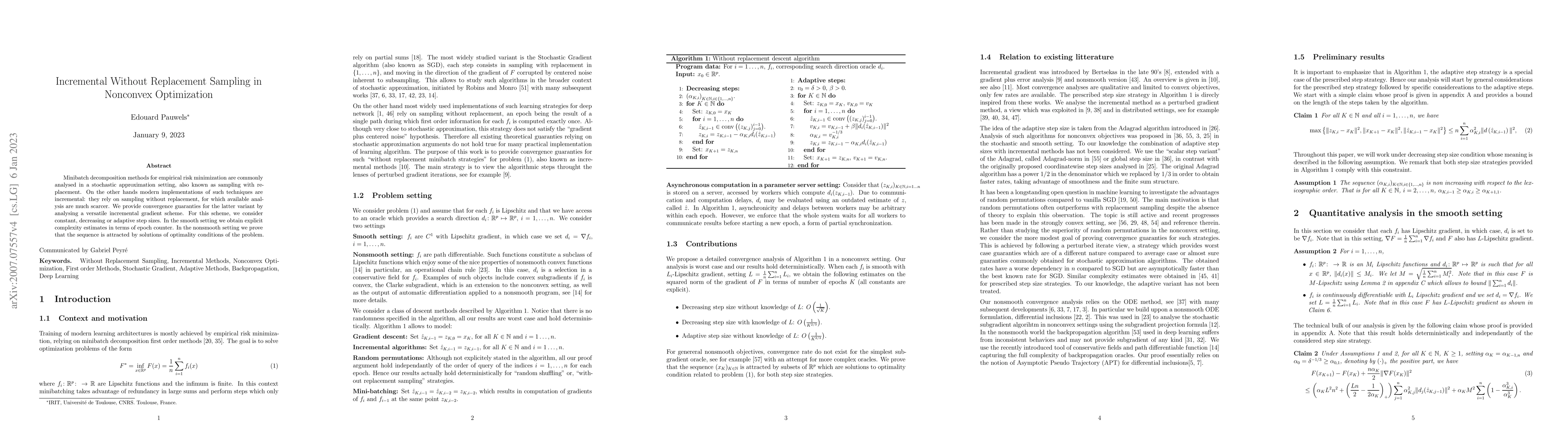 Thumbnail for Incremental Without Replacement Sampling in Nonconvex Optimization