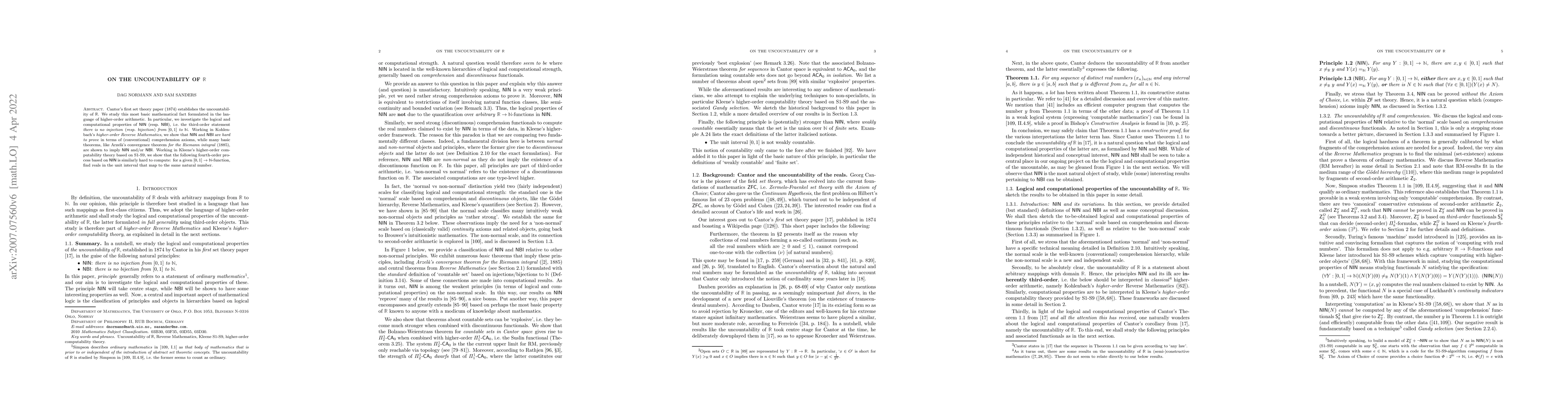 Thumbnail for On the uncountability of $\mathbb{R}$