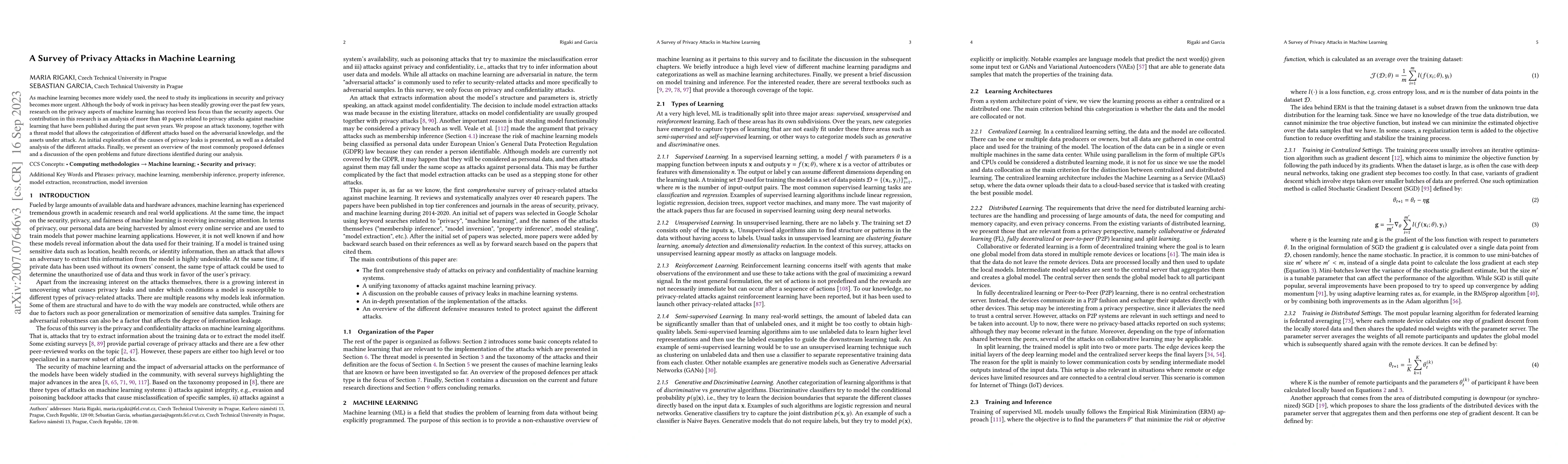 Thumbnail for A Survey of Privacy Attacks in Machine Learning
