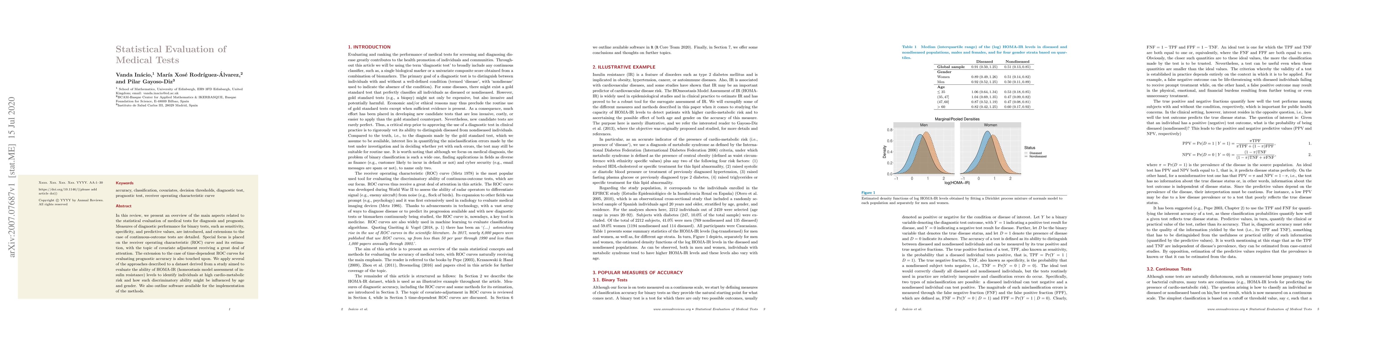 Thumbnail for Statistical Evaluation of Medical Tests
