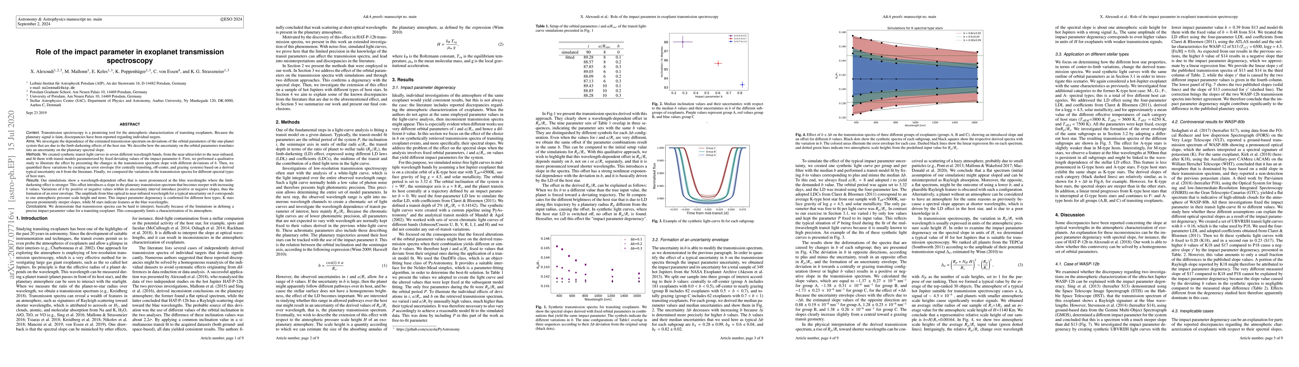 Thumbnail for Role of the impact parameter in exoplanet transmission spectroscopy
