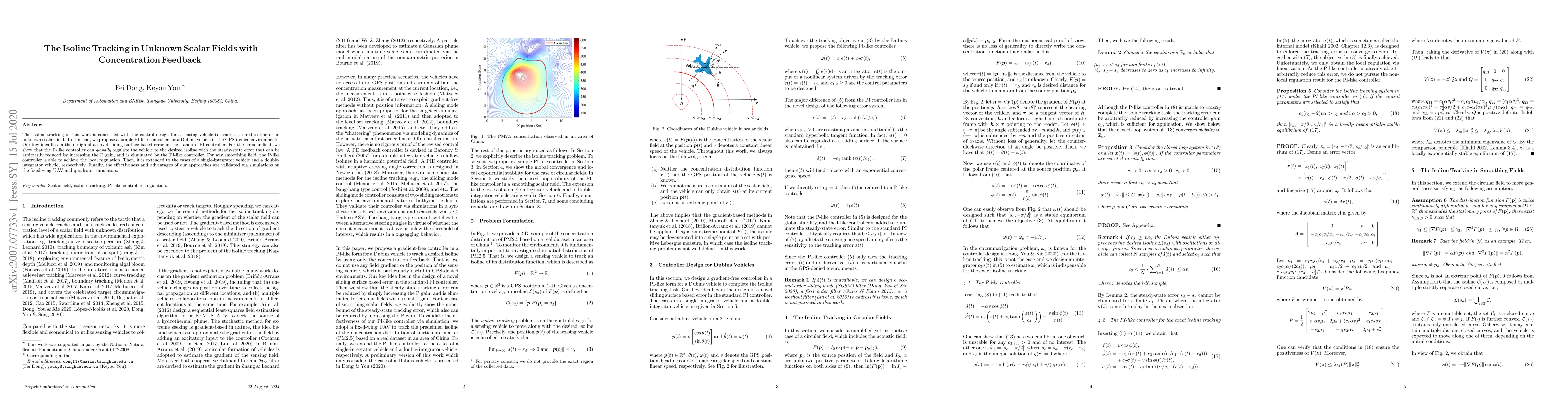 Thumbnail for The Isoline Tracking in Unknown Scalar Fields with Concentration
  Feedback